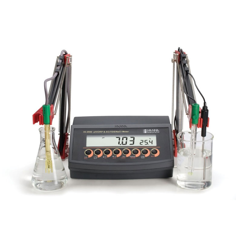 HI2550 Multiparametre pH/ORP/ISE ve EC/TDS/Tuzluluk Ölçer Masa Tipi pH Metre